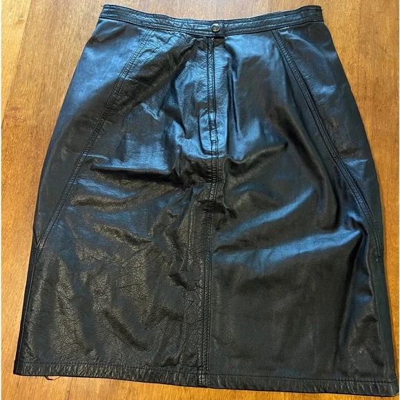 VINTAGE Genuine Leather High-waisted Pencil Skirt - Picture 1 of 8